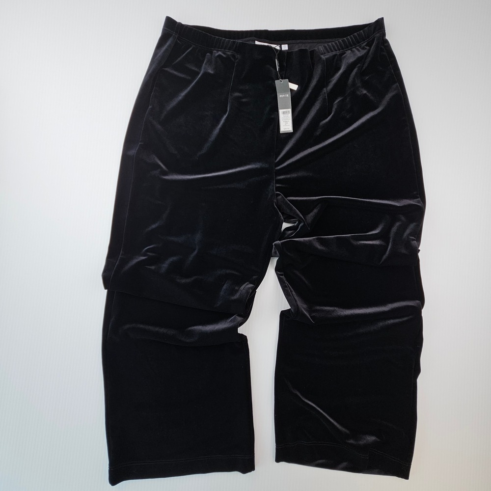 Chicos Travelers Velvet No Tummy Pants Black Velour High Rise Petite 12 2P